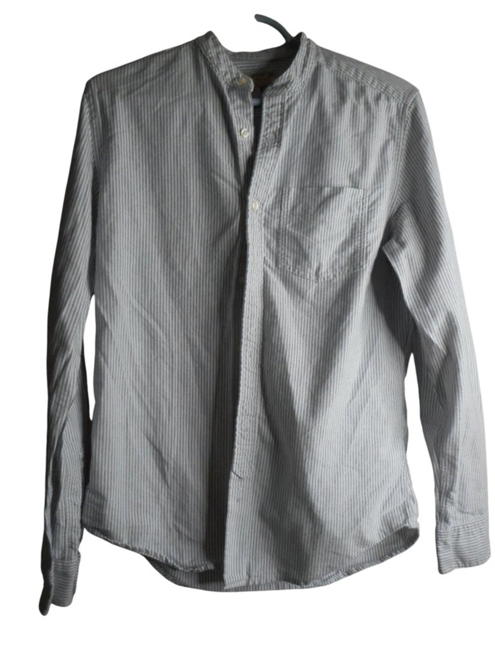 NEXT Mens Laundered Shirt size Small long sleeved Striped Mandarin Collar cotton
